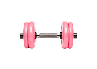 Fototapeta premium Pink dumbbell isolated on transparent background. Concept of fitness, exercise, and weight training.