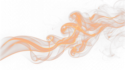 abstract orange smoke effect arising on transparent background.