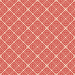 Abstract Geometric Vector Pattern with Red Stripes on Beige