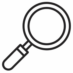 Magnifier outline icon on white background 