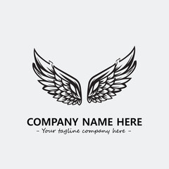 Wing illustration black and white for logo company vector image
