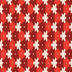 Seamless Red Square Star Tile Pattern on Cream