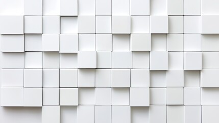Abstract white ceramic mosaic tile wall texture in minimalist space artistic design approach