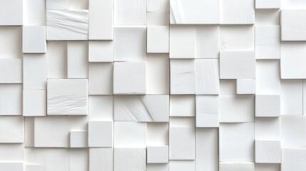 Close-up of elegant white ceramic mosaic tile wall texture in contemporary interior design style