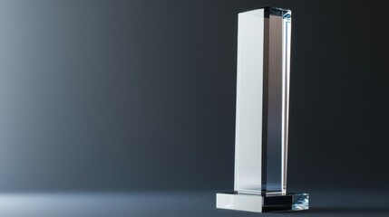 Empty acrylic award design mockup, blank glass trophy mockup. Template for a transparent crystal prize plate.
