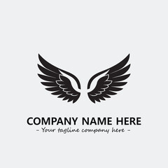 Wing illustration black and white for logo company vector image
