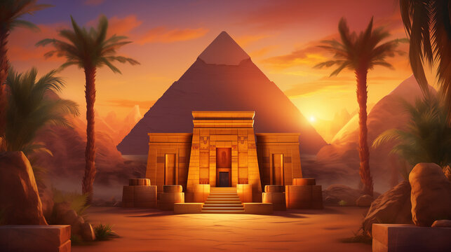 Egypt  landscape pyramids game art background