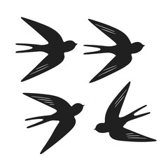 Swallows silhouette vector illustration