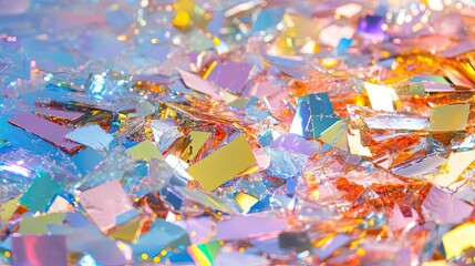 Holographic rainbow foil abstract art showcase modern studio digital artwork vibrant atmosphere...