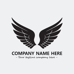 Wing illustration black and white for logo company vector image
