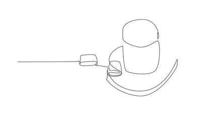 Animated self drawing of single continuous line drawing caramel liquid in a closed jar and caramel pieces in squares. Melted caramel candies. Savory taste. National Caramel Day. Full length animation