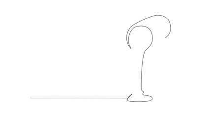 Self drawing animation of single one line drawing caramel liquid poured from a jar. Sweet. Sauce. Cream. So delicious in the mouth. Savory ingredients. National Caramel Day. Full length animated