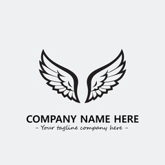 Wing illustration black and white for logo company vector image
