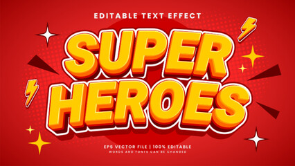 Super heroes 3d editable text effect cartoon style