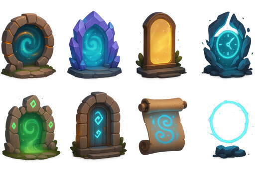Enchanting 3d fantasy portals collection: mystical designs and magical entries