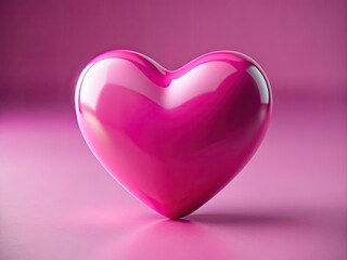 Simple, abstract pink heart. Monochromatic, high depth of field, minimalist design against a pink background.
