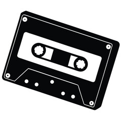 Obraz premium Audio Cassette Tape in Bold Black and White Style