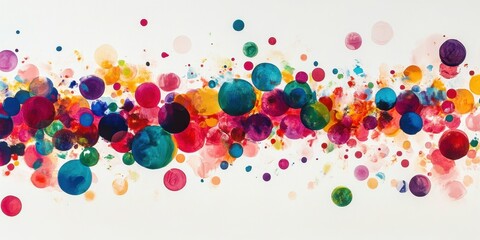 Colorful painted abstract circles with various sizes on a white background