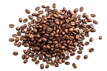 A large pile of coffee beans, A heap of brown coffee bean, A mountain pile of coffee black beans