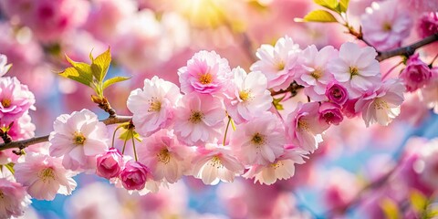 Obraz premium Stunning Prunus serrulata: Spring's sakura blossoms photographed using the rule of thirds for impactful composition.