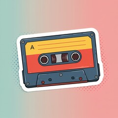 Obraz premium Colorful retro cassette tape illustration on gradient background 