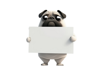 Dog cartoon character with paper on white background
