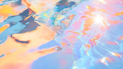 Naklejka premium Iridescent holographic rainbow foil art abstract digital texture vibrant colors artistic environment