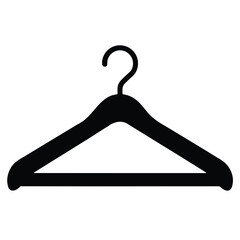 Isolated Black Clothes Hanger Icon, Minimalist Design