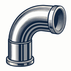 Create a bold, vector illustration of a curved pipe elbow, emphasizing a thick, strong stroke.  The elbow should be depicted in a 90-degree bend.