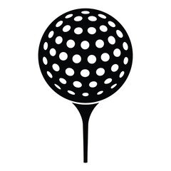 Isolated Black Golf Ball on Tee with Dimples Icon
