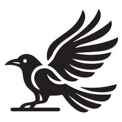 Obraz premium Crow silhouette black and white vector icon