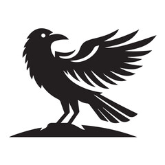 Fototapeta premium Crow silhouette black and white vector icon