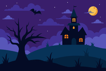 Fototapeta premium halloween background with haunted house