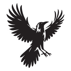 Obraz premium Crow silhouette black and white vector icon