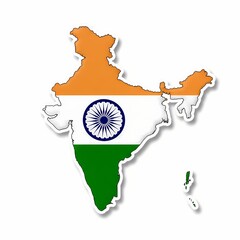 India Map with National Colors and Emblematic Design  