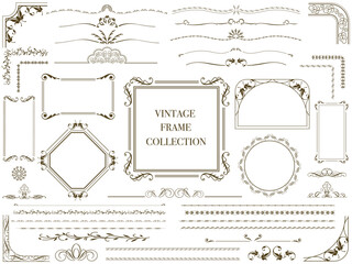 Monochrome Vintage Frames And Borders Set Isolated On A White Background. Vector Illustration.