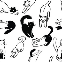 Minimalist Cat Line Art Pattern