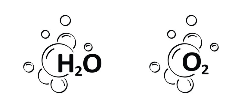 Oxygen, h20 or 02. chalcogen or ore-forming. H2O is water, liquid and O2 is oxygen, gas. Elements of atoms. Nonmetallic or nonmetals. Science symbol, element of atoms. 