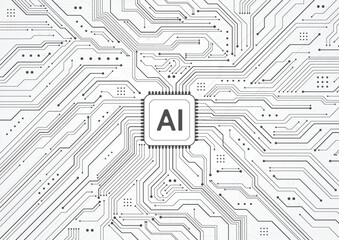 Artificial intelligence chipset on circuit board in futuristic concept technology artwork for web, banner, card, cover. Vector illustration