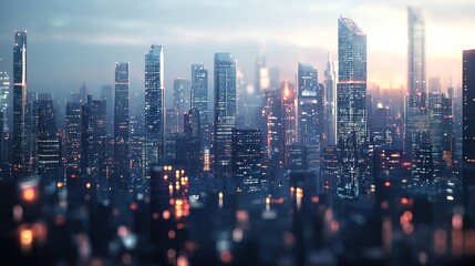 Futuristic Cityscape at Dawn: A Digital Metropolis