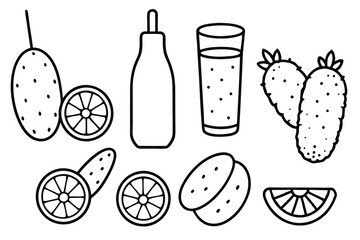 Cucumber Juice Line Art Drawing for Health Drink Illustration 