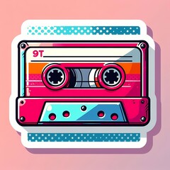 Retro cassette tape illustration with vibrant colors  
