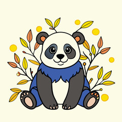Obraz premium Cute Cartoon Panda Vector Set – Kawaii Baby Panda, Black and White Mascot, Chibi Animal Character for Stickers, Kids Books, Logos & Coloring Pages.