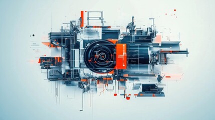 Fototapeta premium Abstract tech design, futuristic, digital, grey background, website banner