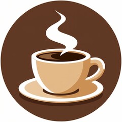 Obraz premium Minimalistic coffee cup illustration with steam on brown background 