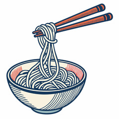 Create a vector illustration of a pair of chopsticks with a bold, thick black stroke.  Ensure clean lines and high resolution.