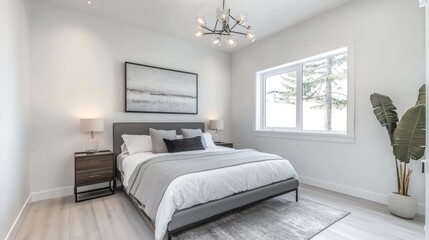Modern Bedroom Interior with Window View