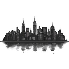 Obraz premium Night city skyline black and white reflection high resolution wallpaper