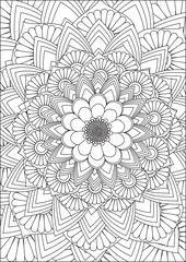 Floral mandala coloring page for adult outline