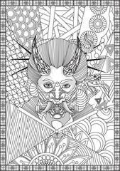 Woman Demon Coloring Page Vector Illustrations